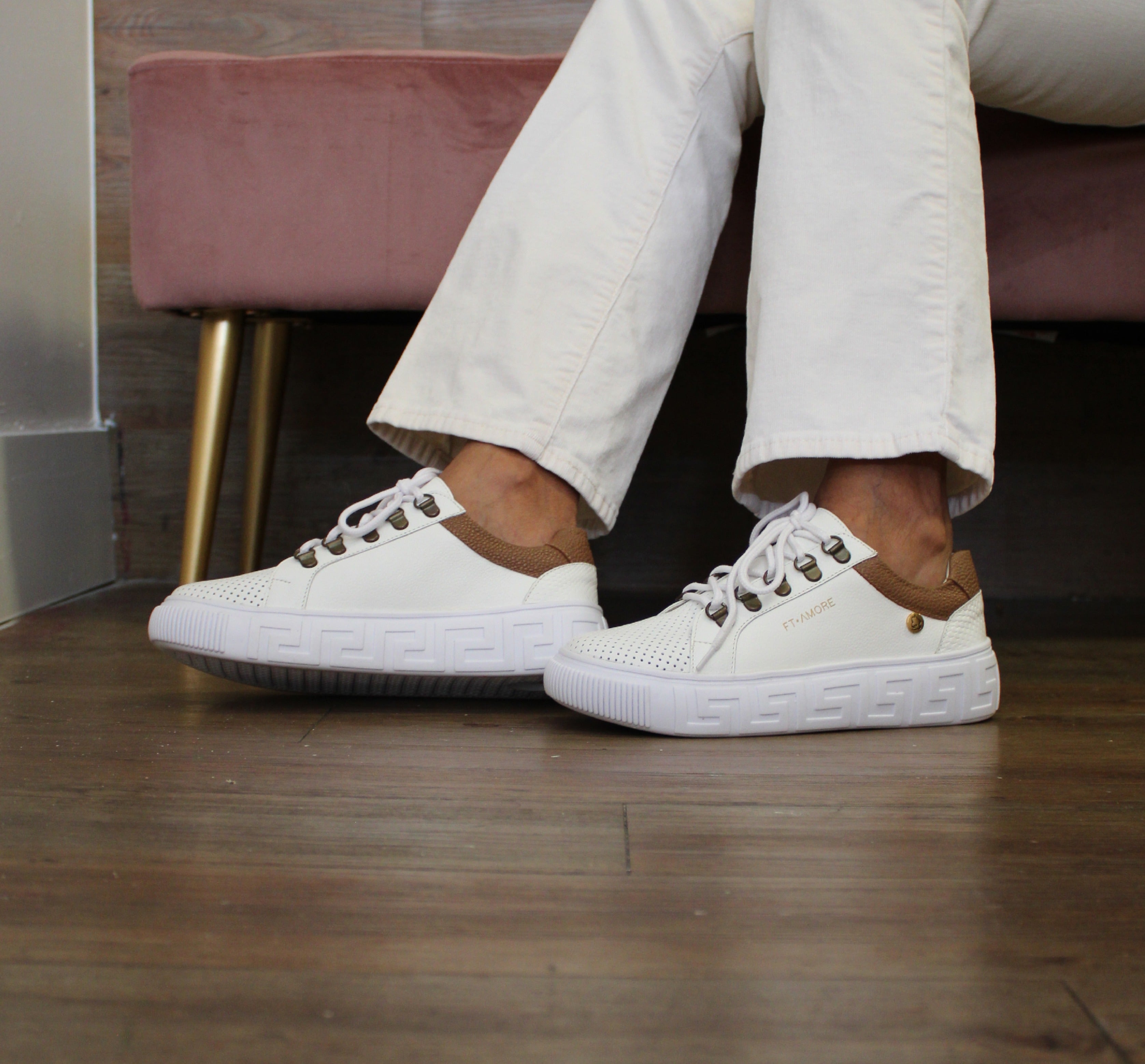 Fashionable Sneakers Bone White 4897