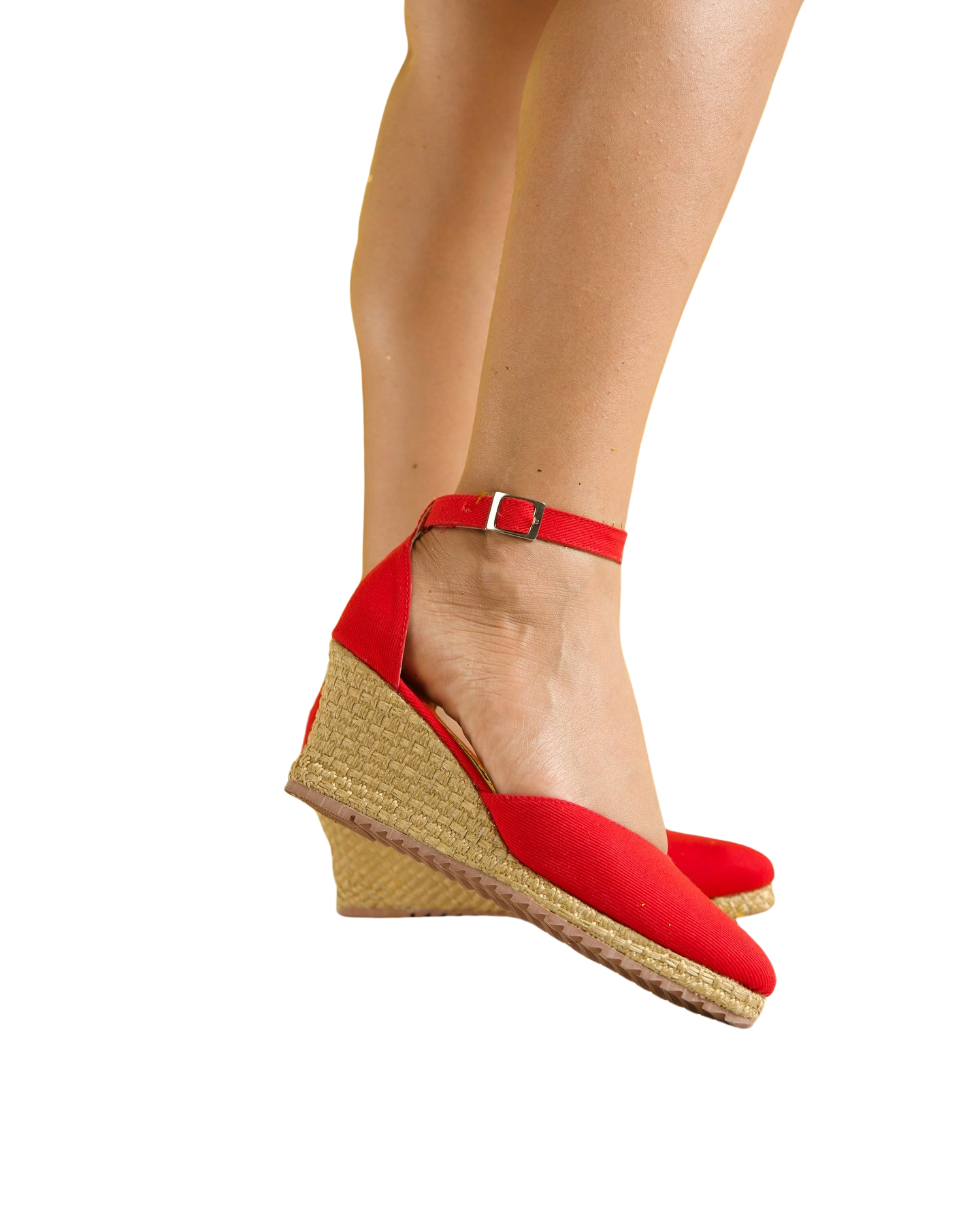 Red Platform Wedge Heel - Handmade Natural Charm