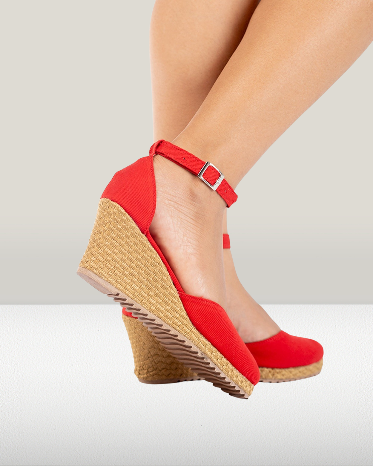 Red Platform Wedge Heel - Handmade Natural Charm