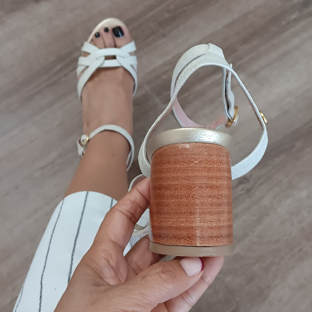 White Comfy High Heel Sandals | Ref 6204