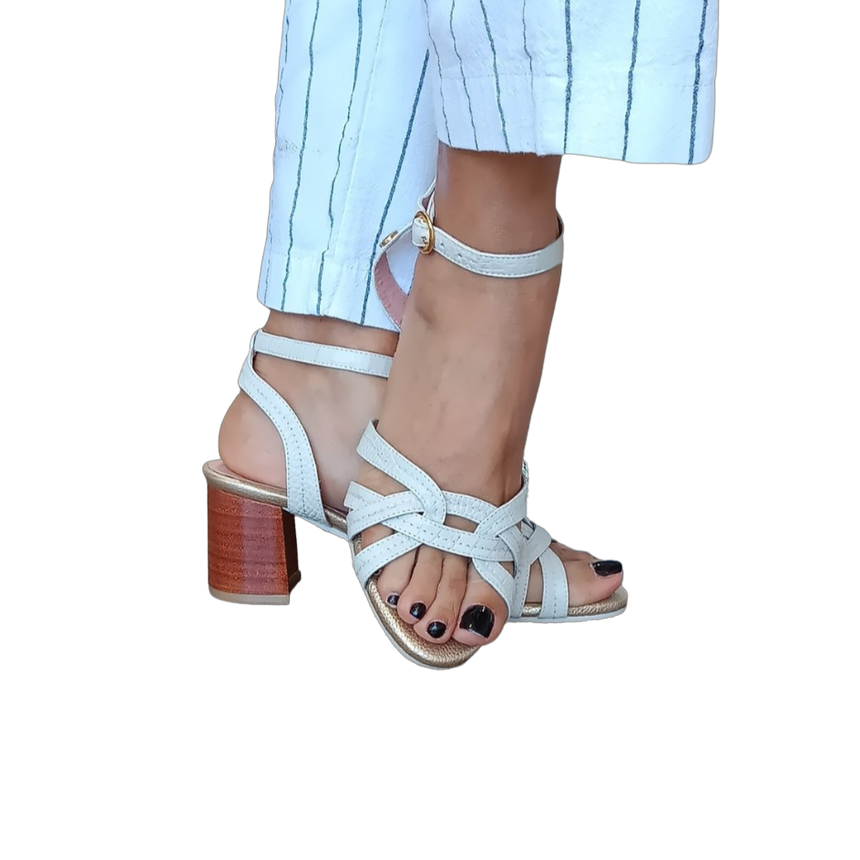 White Comfy High Heel Sandals | Ref 6204