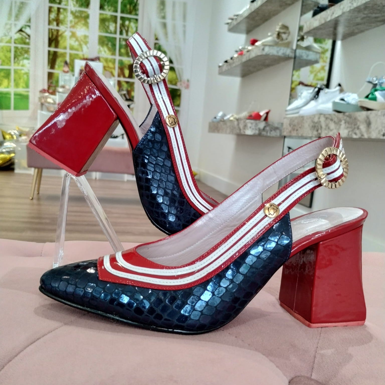 Red and Blue, Slingbacks | Ref 3259