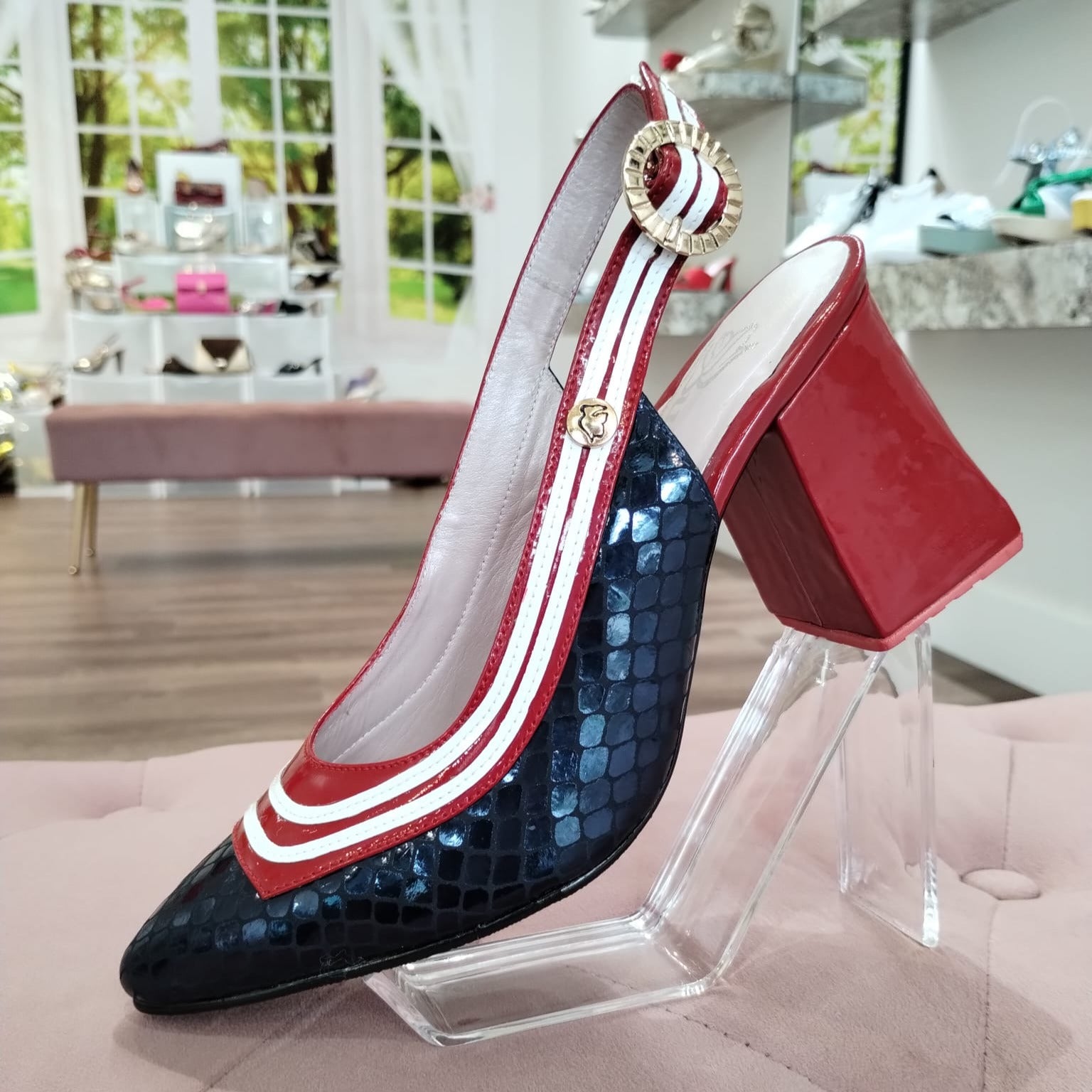 Red and Blue, Slingbacks | Ref 3259