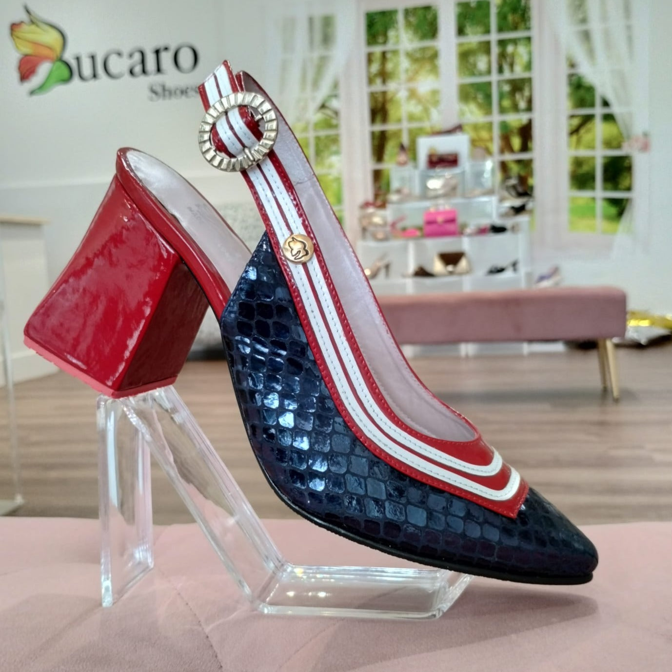 Red and Blue, Slingbacks | Ref 3259