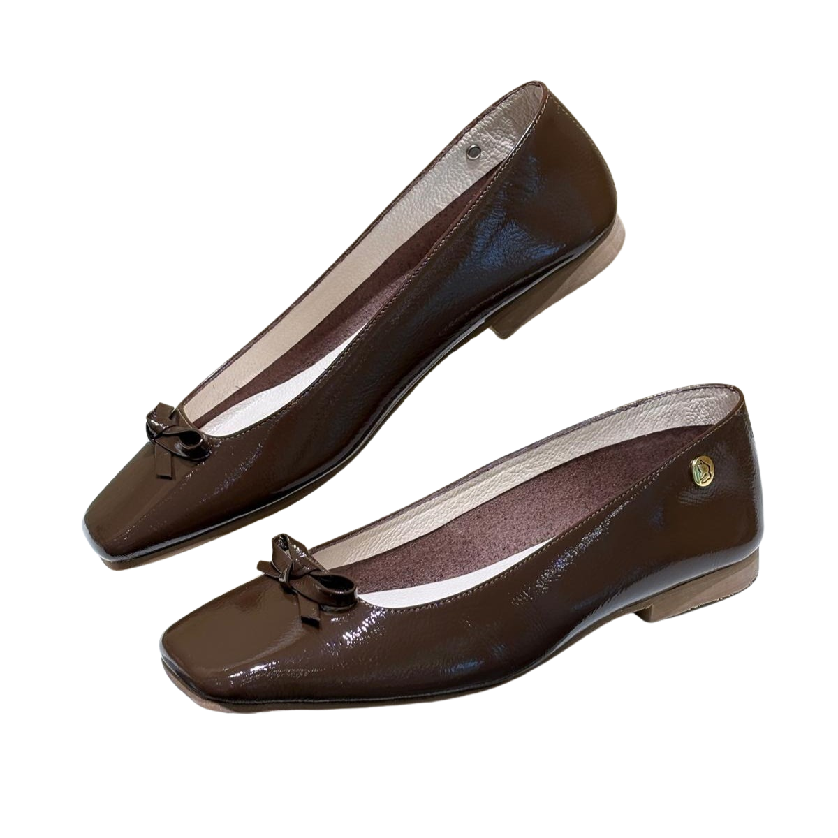 BROWN PATENT LEATTHER BALLERINA| REF B511