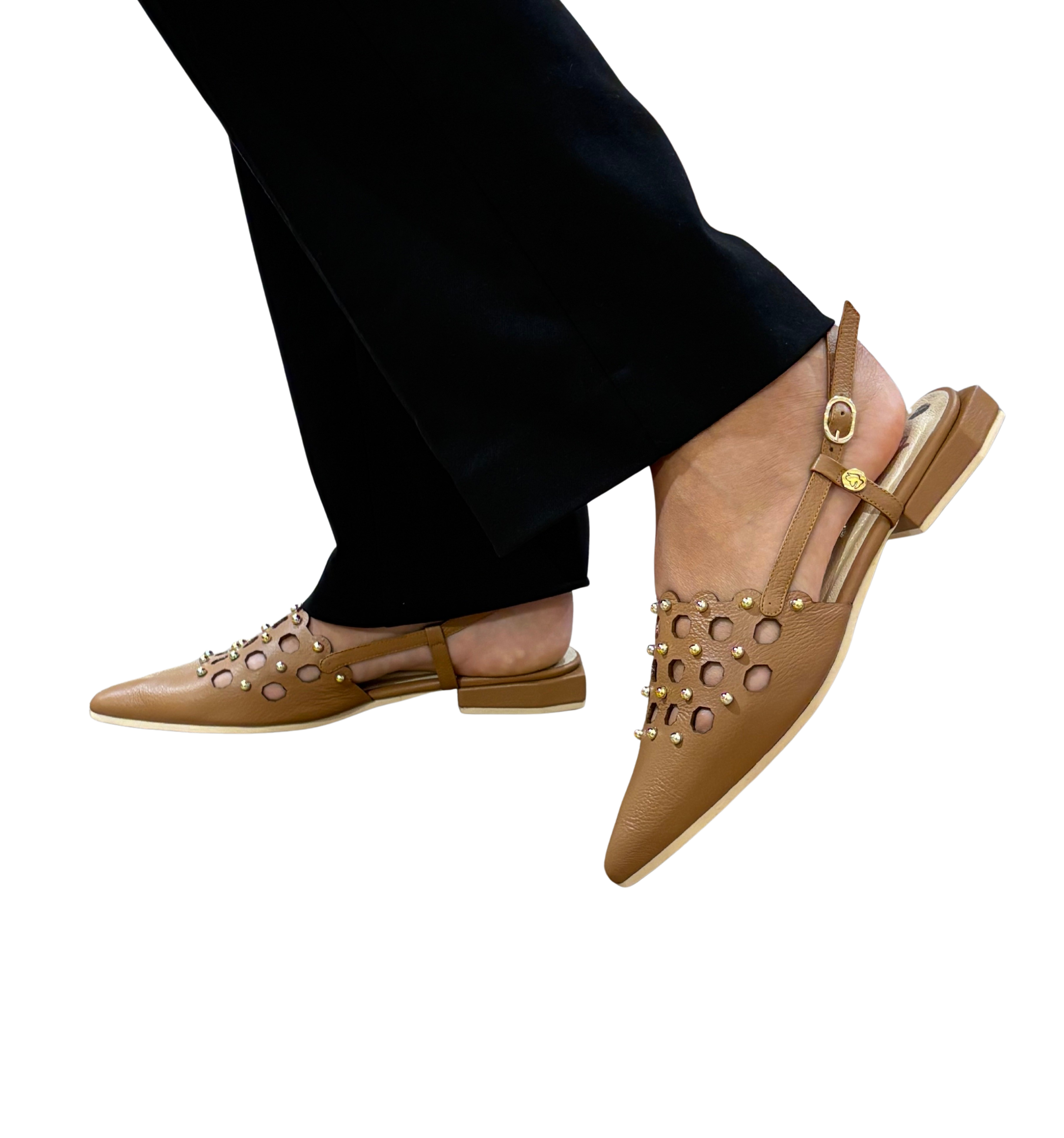 Elegance Slingback Flat - Honey Color -Ref 4007
