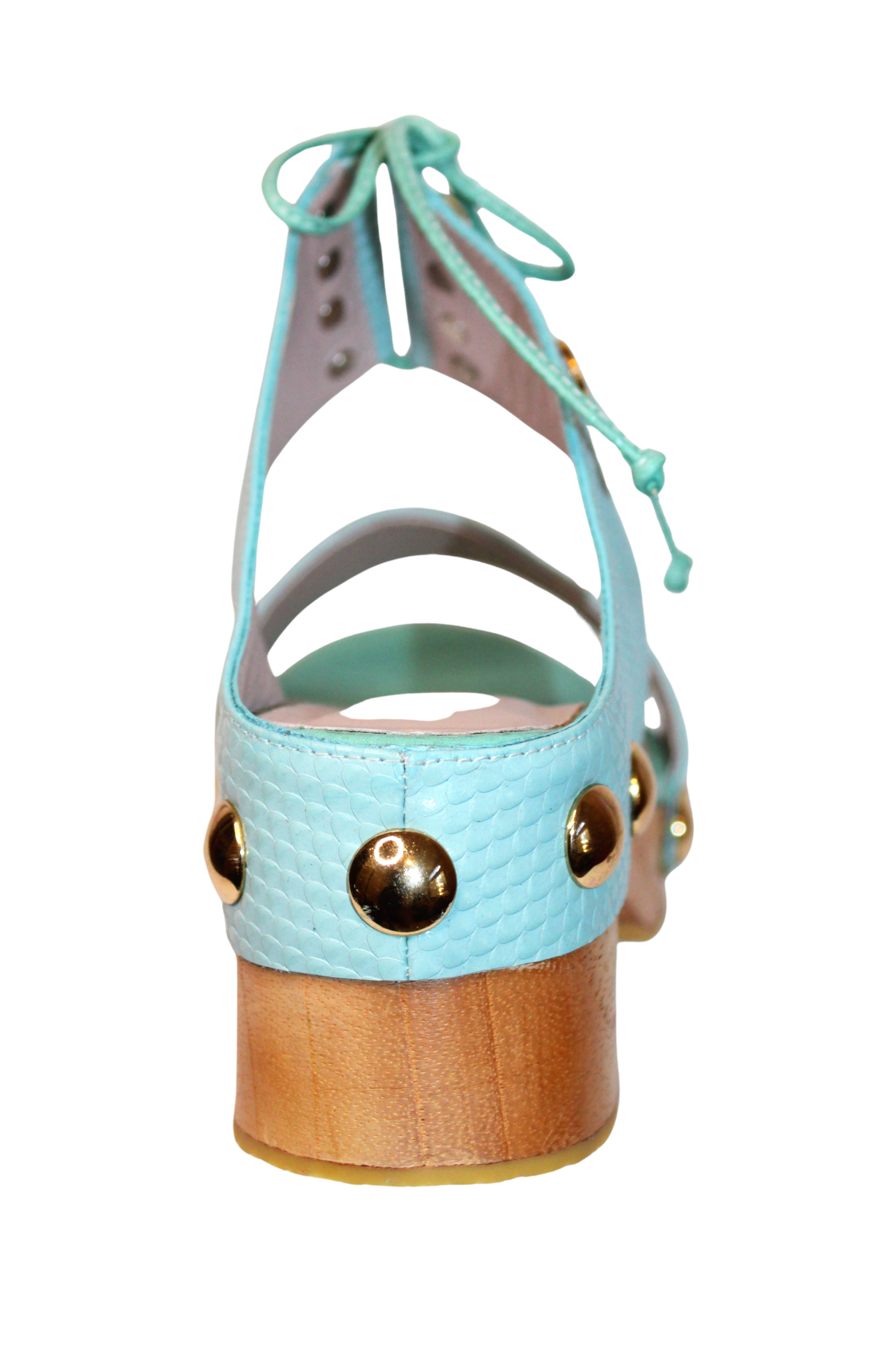 Flat sandals with wooden soles Aquamarine | REF 5651