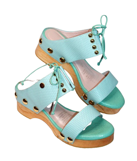 Flat sandals with wooden soles Aquamarine | REF 5651