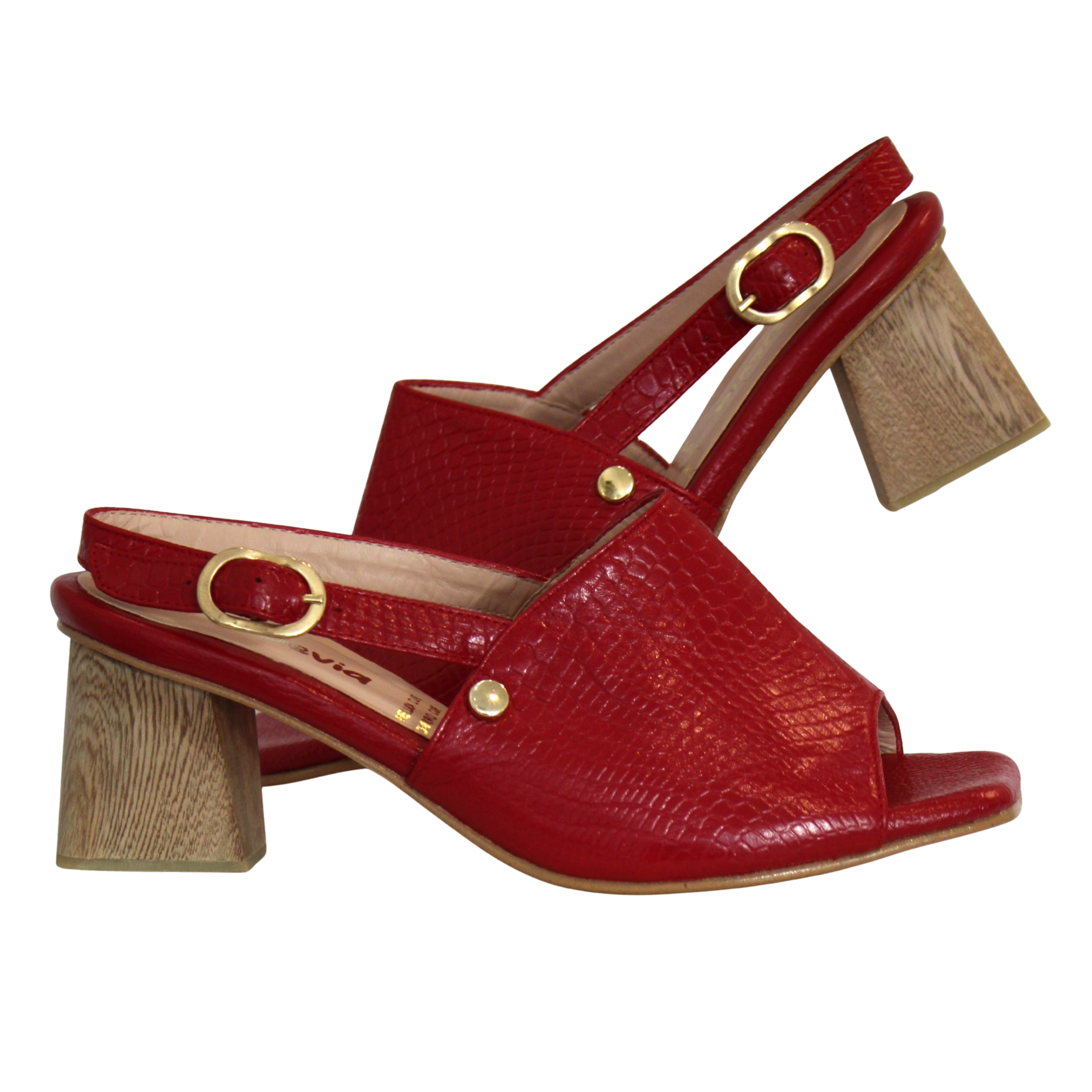 Red wooden heel J0022