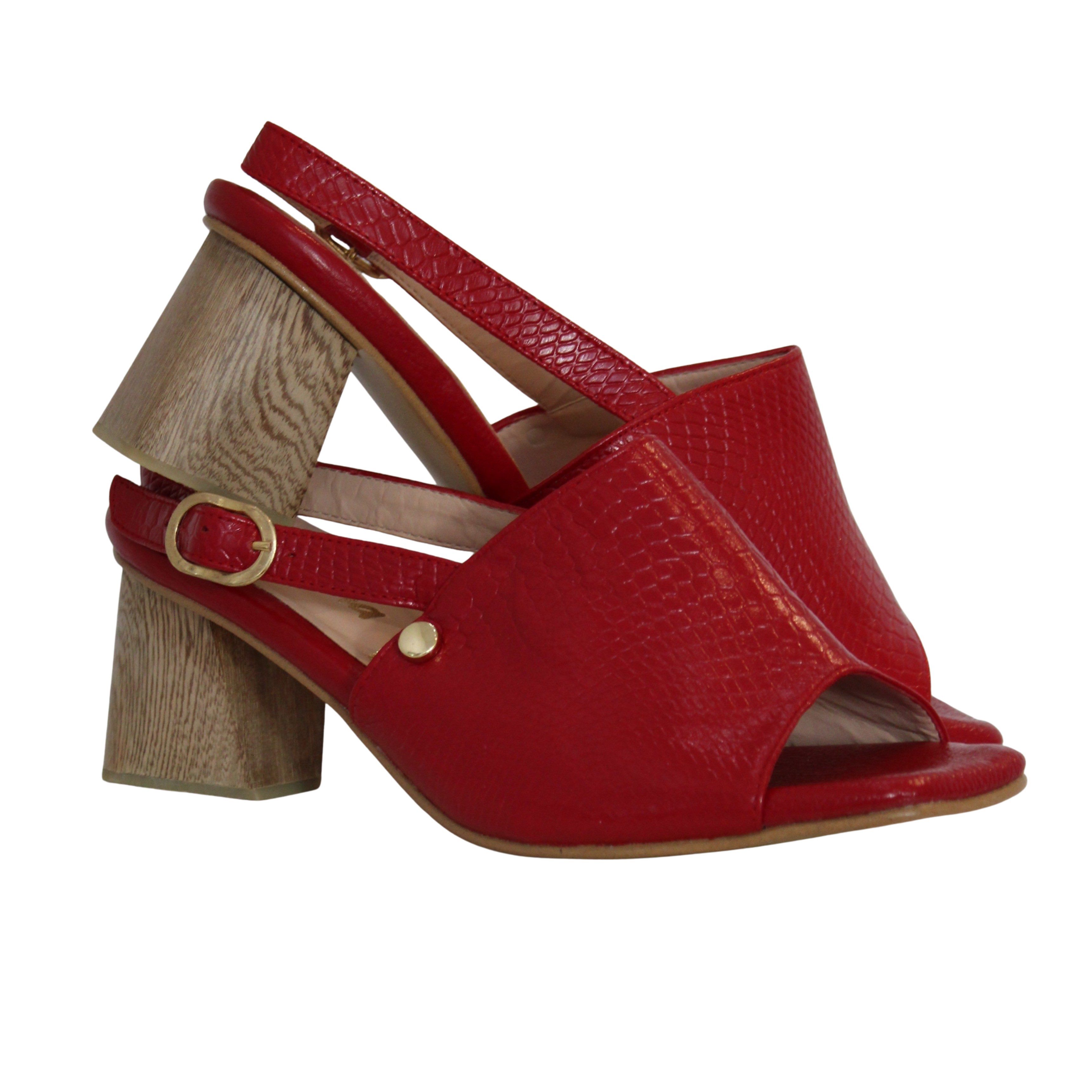 Red wooden heel J0022