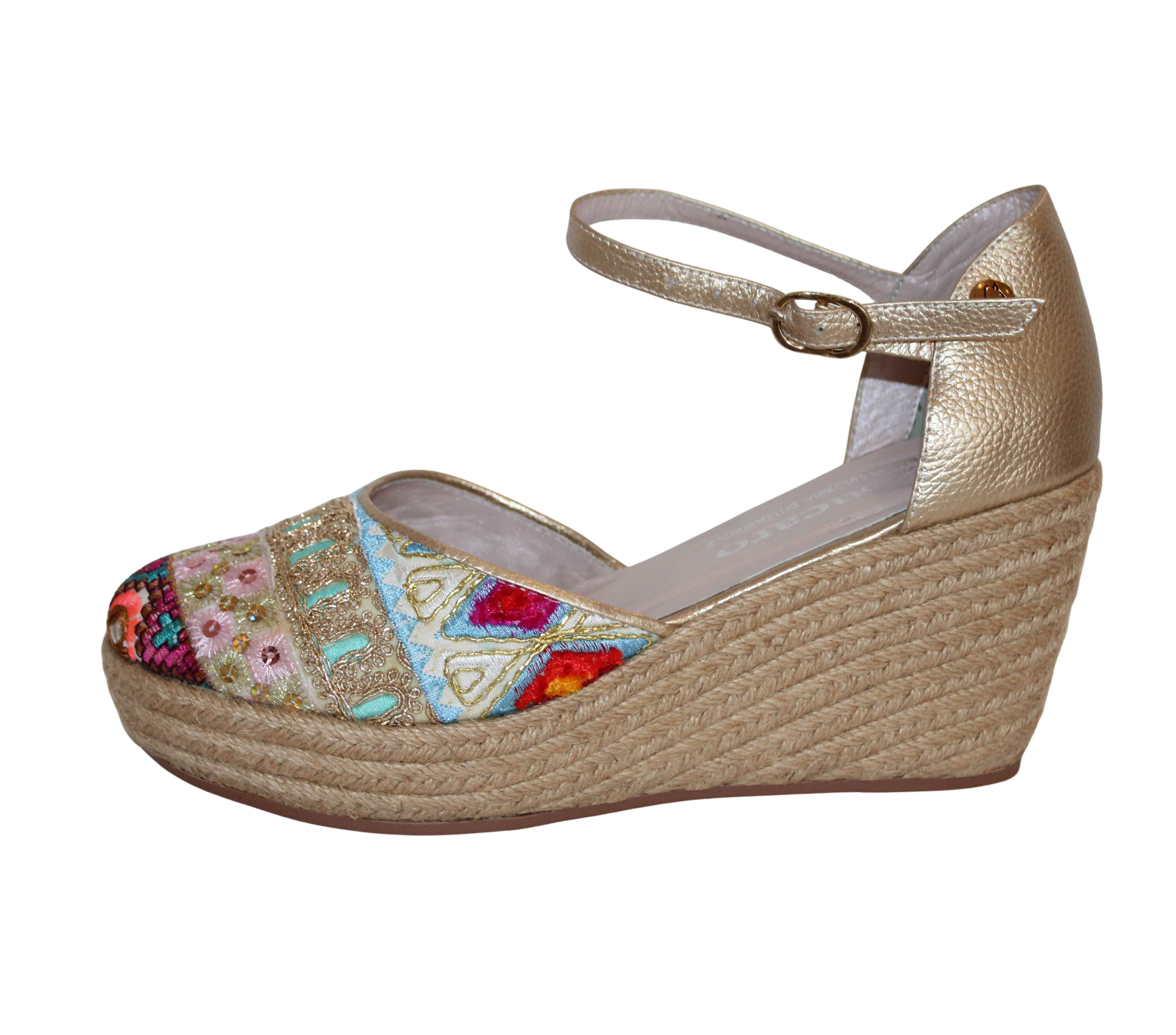 Platform Embroidered Fabric Adorns, in leather, handmade | Ref 6003