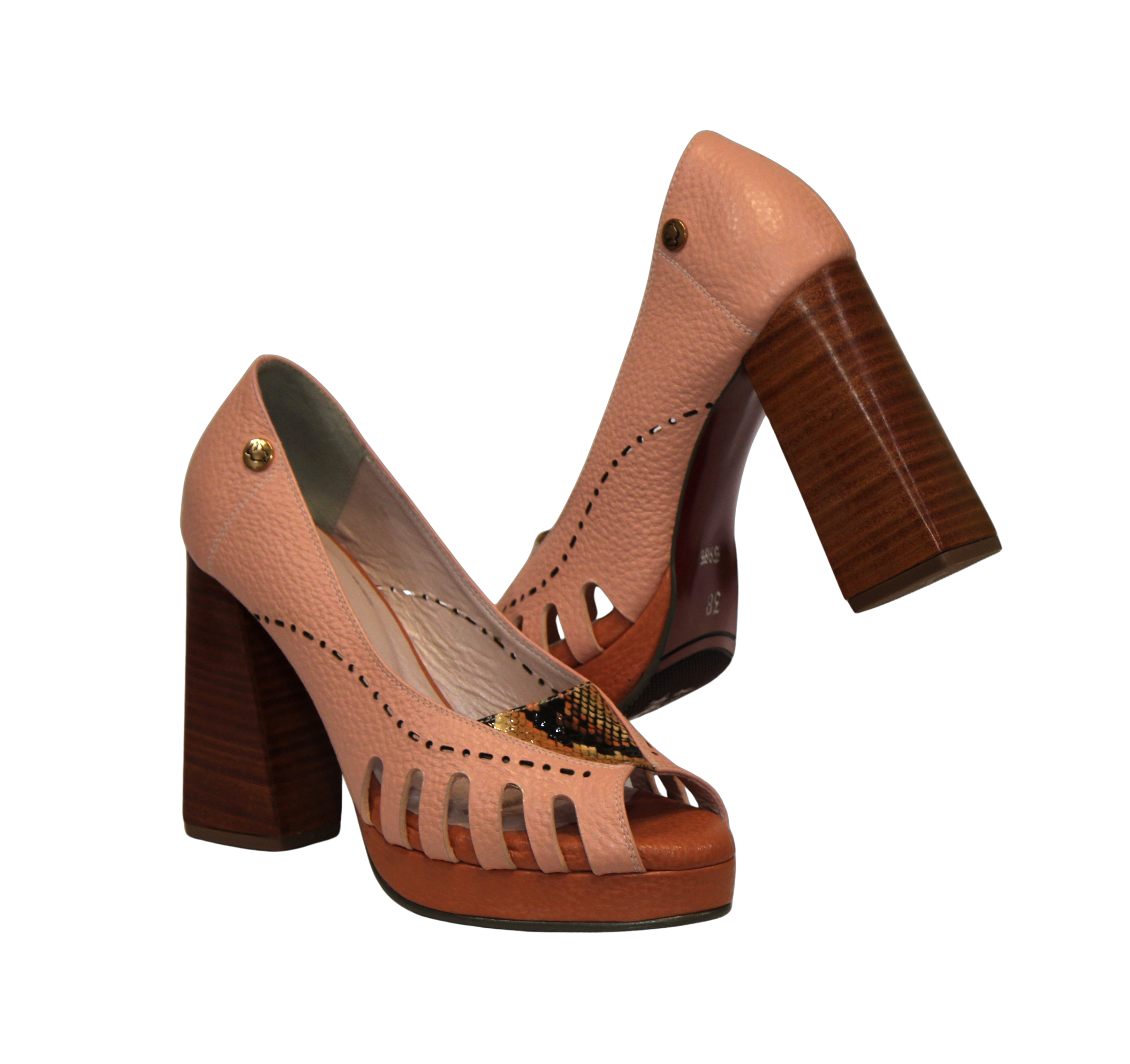 Peep toe, in leather | Ref 712