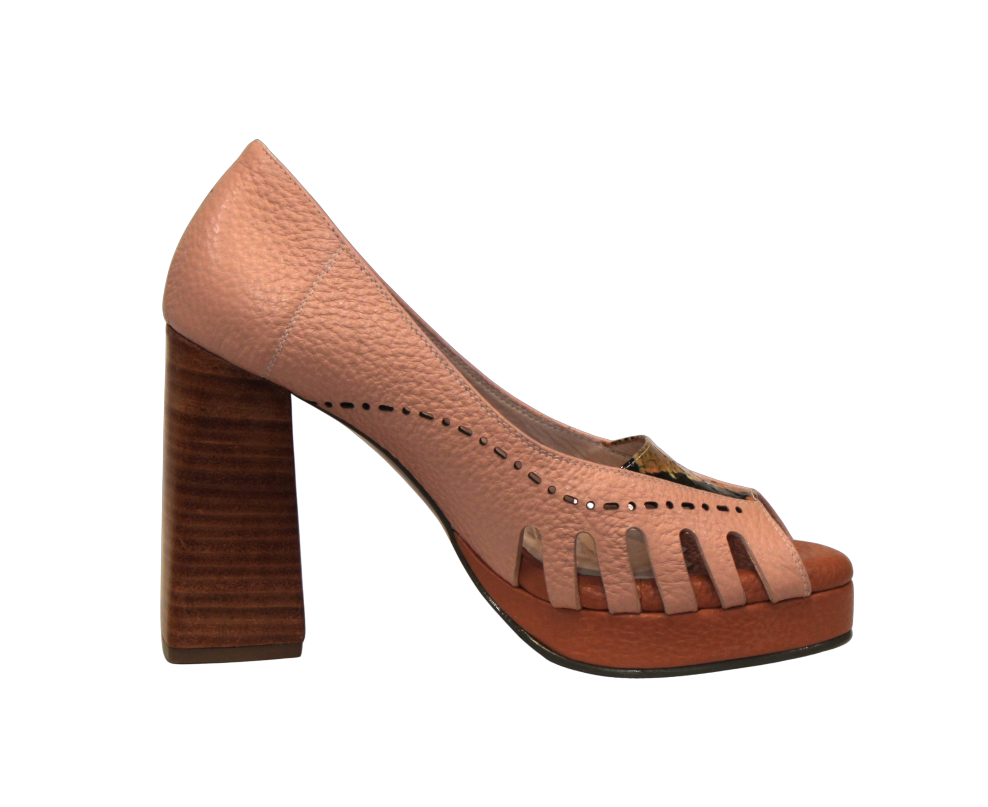 Peep toe, in leather | Ref 712