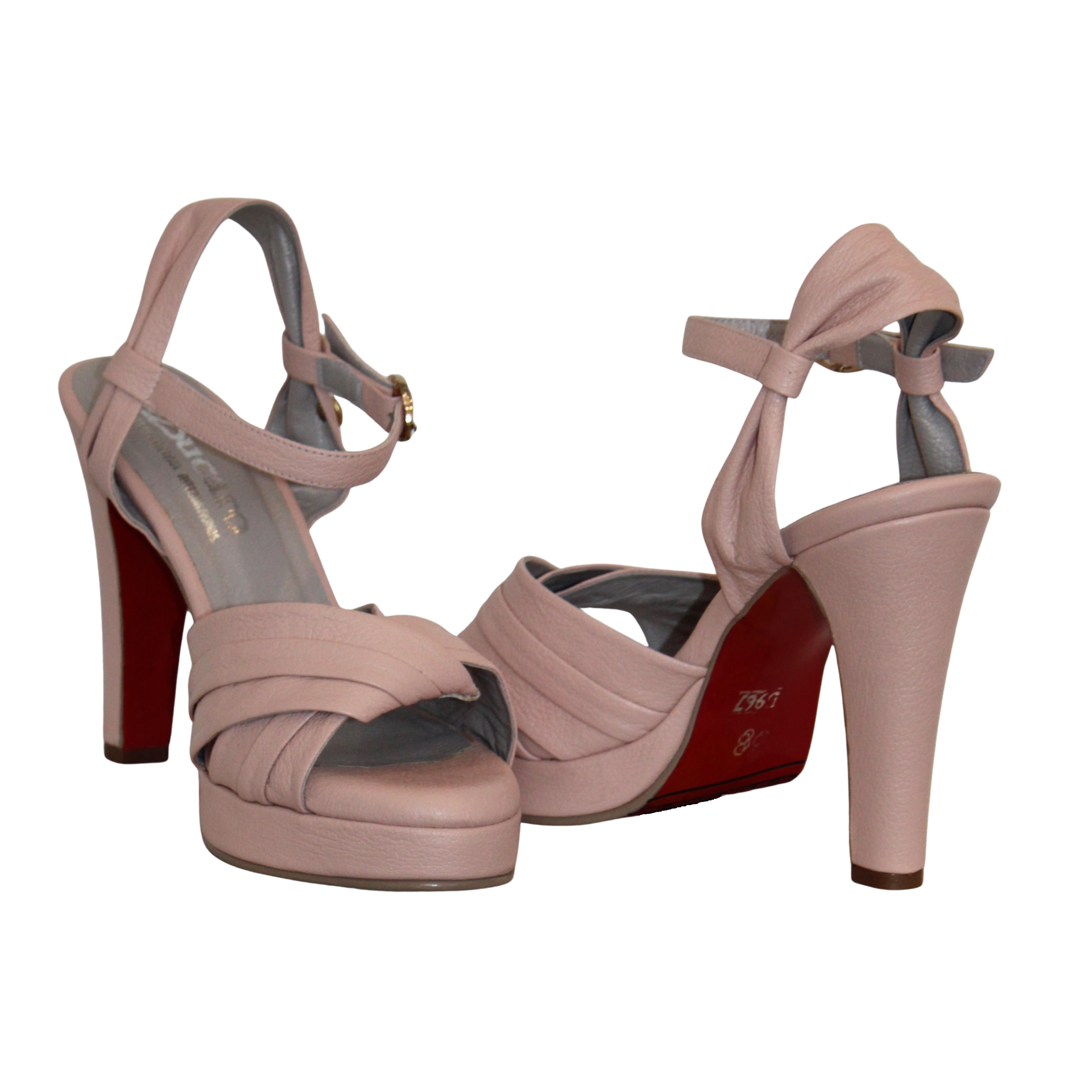 Elegance Light Pink Leather High Heel Sandals |  Ref 5967