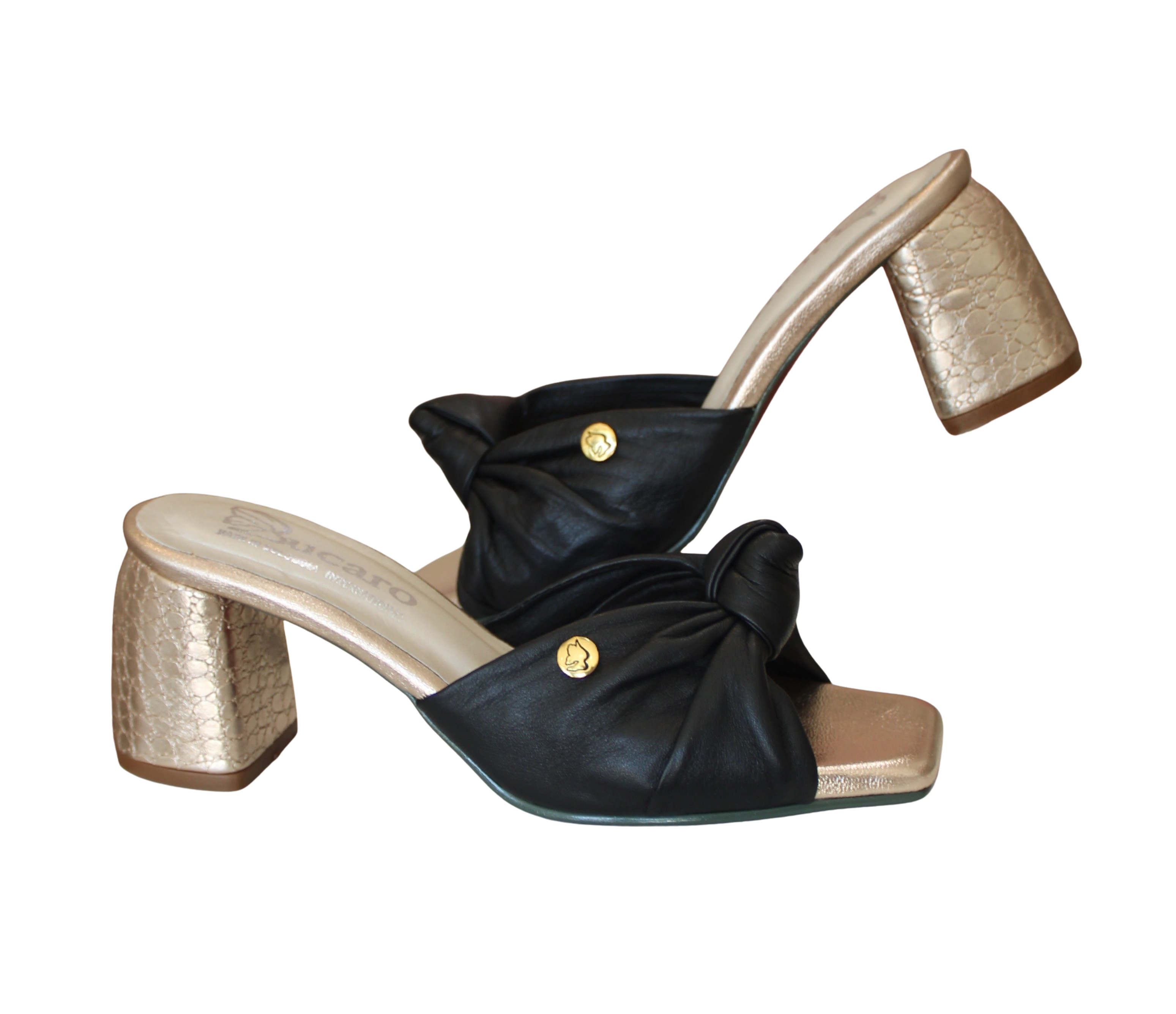 Black Knot Slingbacks in leather Ref 5962