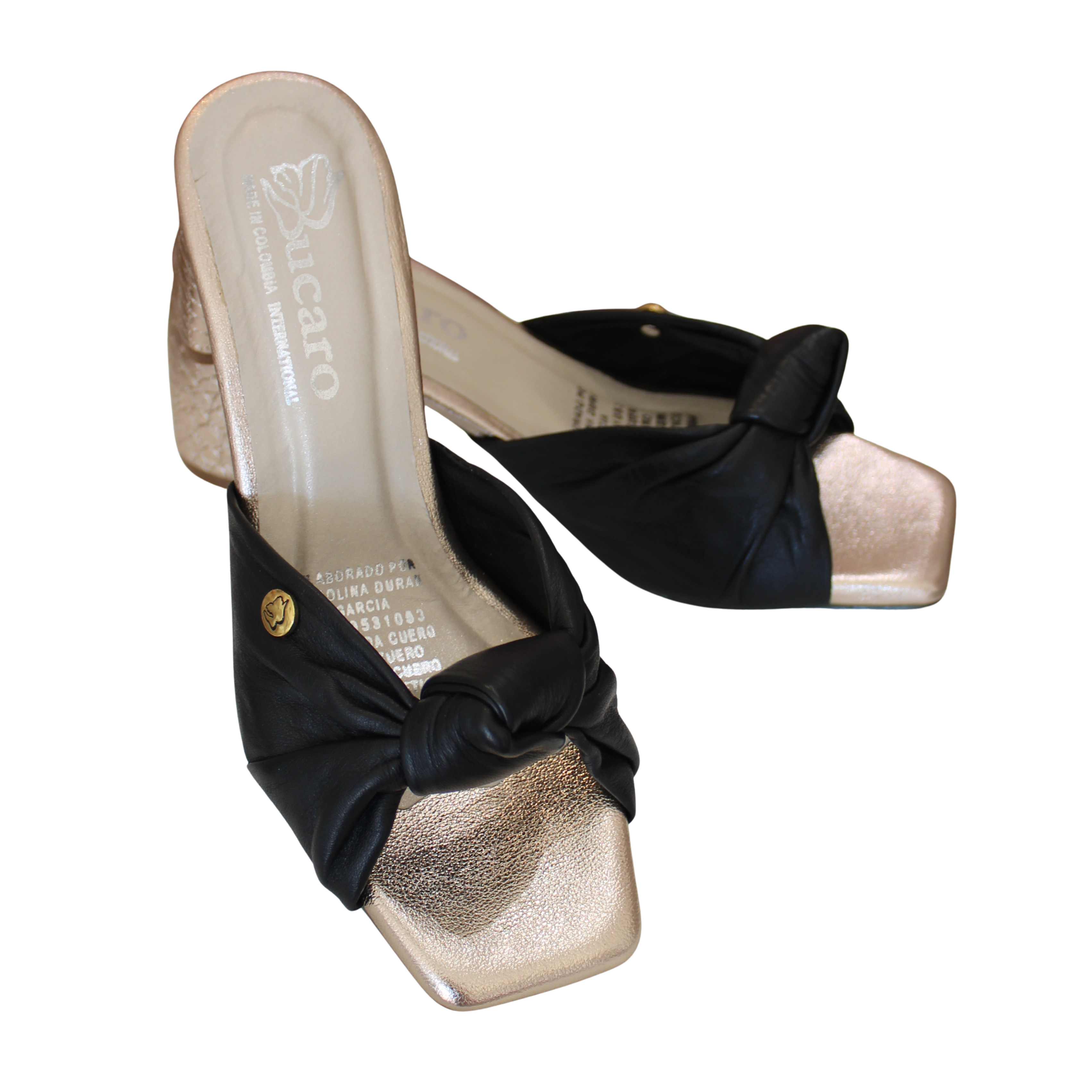 Black Knot Slingbacks in leather Ref 5962
