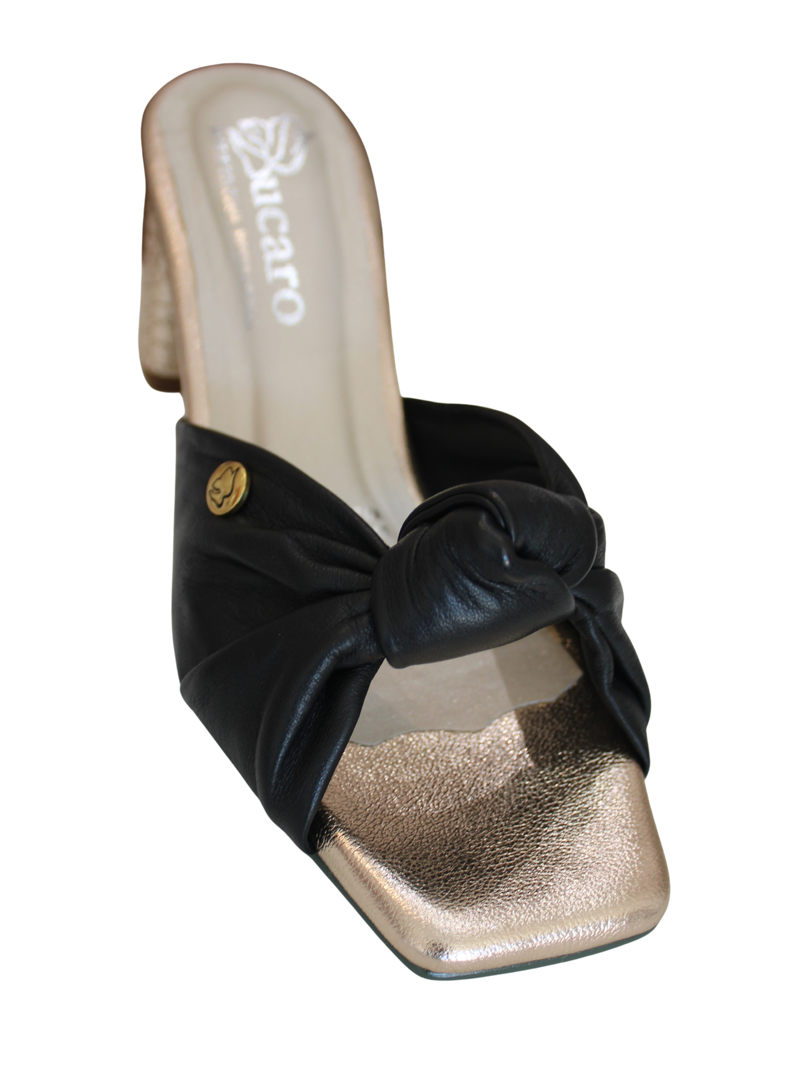 Black Knot Slingbacks in leather Ref 5962