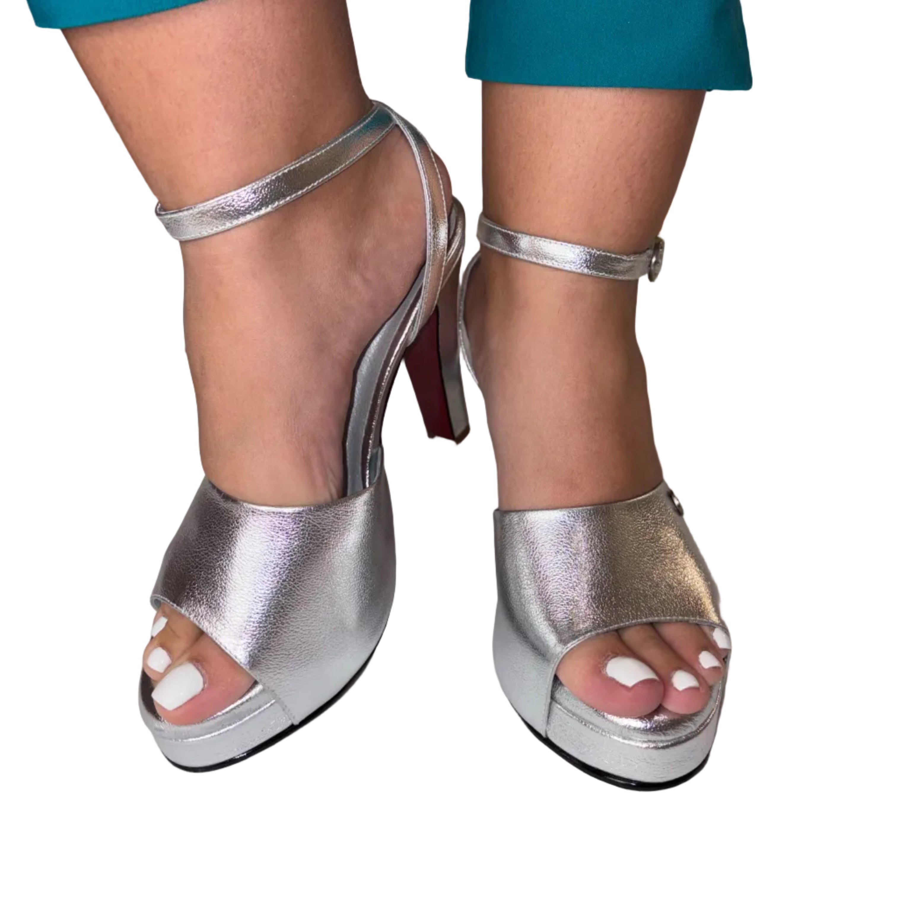 Elegance Silver Leather High Heel Sandals | Ref 5458