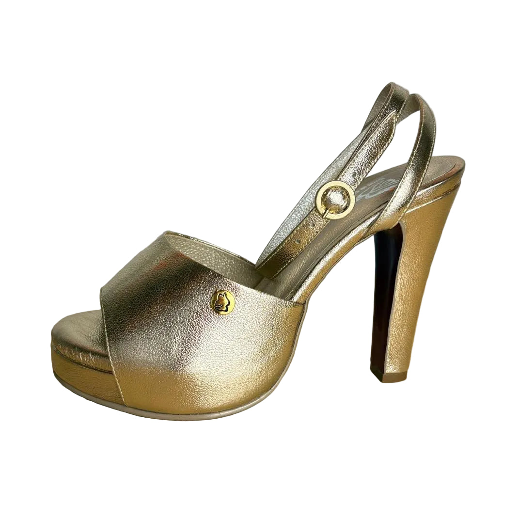 Elegance Gold Leather High Heel Sandals | Ref 5458
