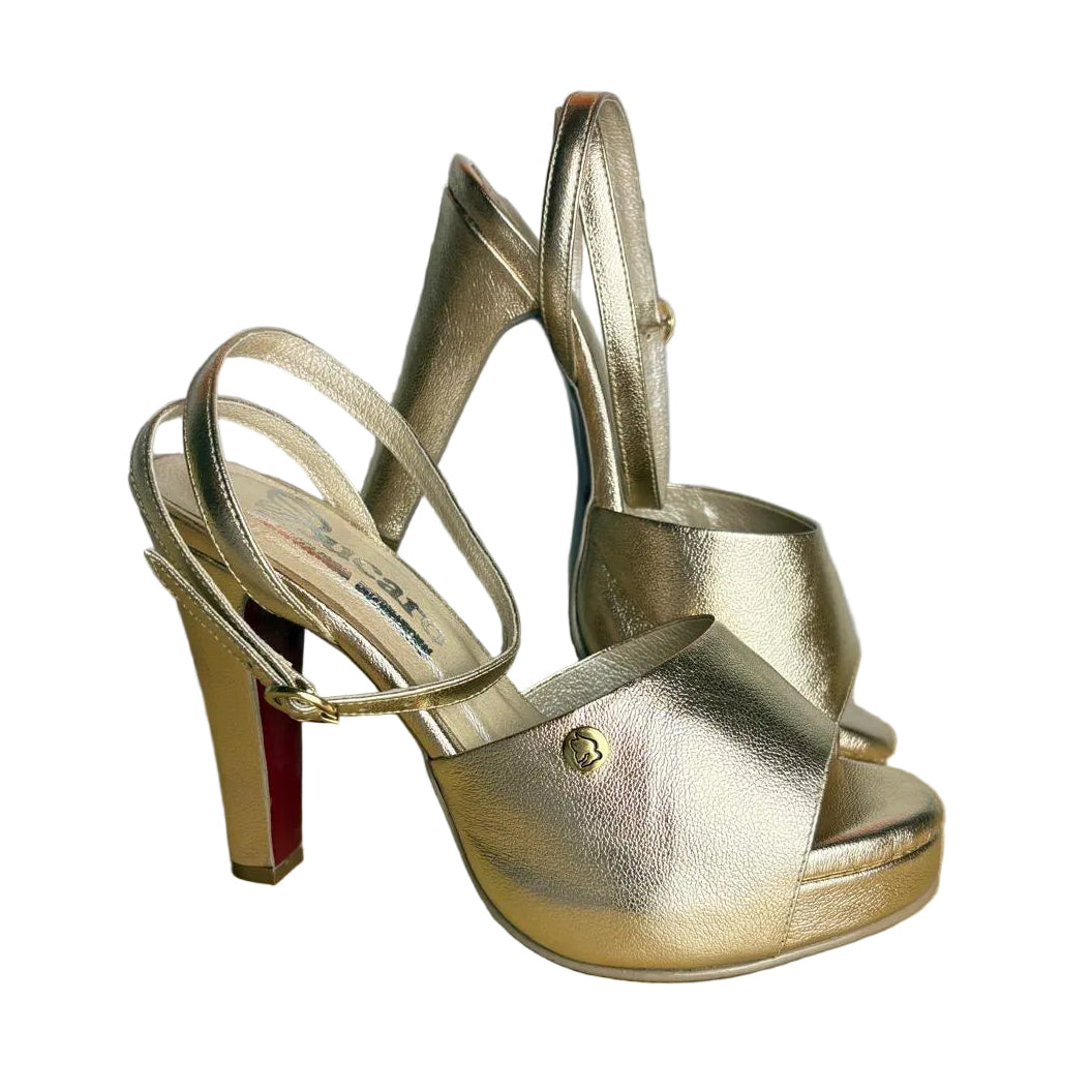Elegance Gold Leather High Heel Sandals | Ref 5458