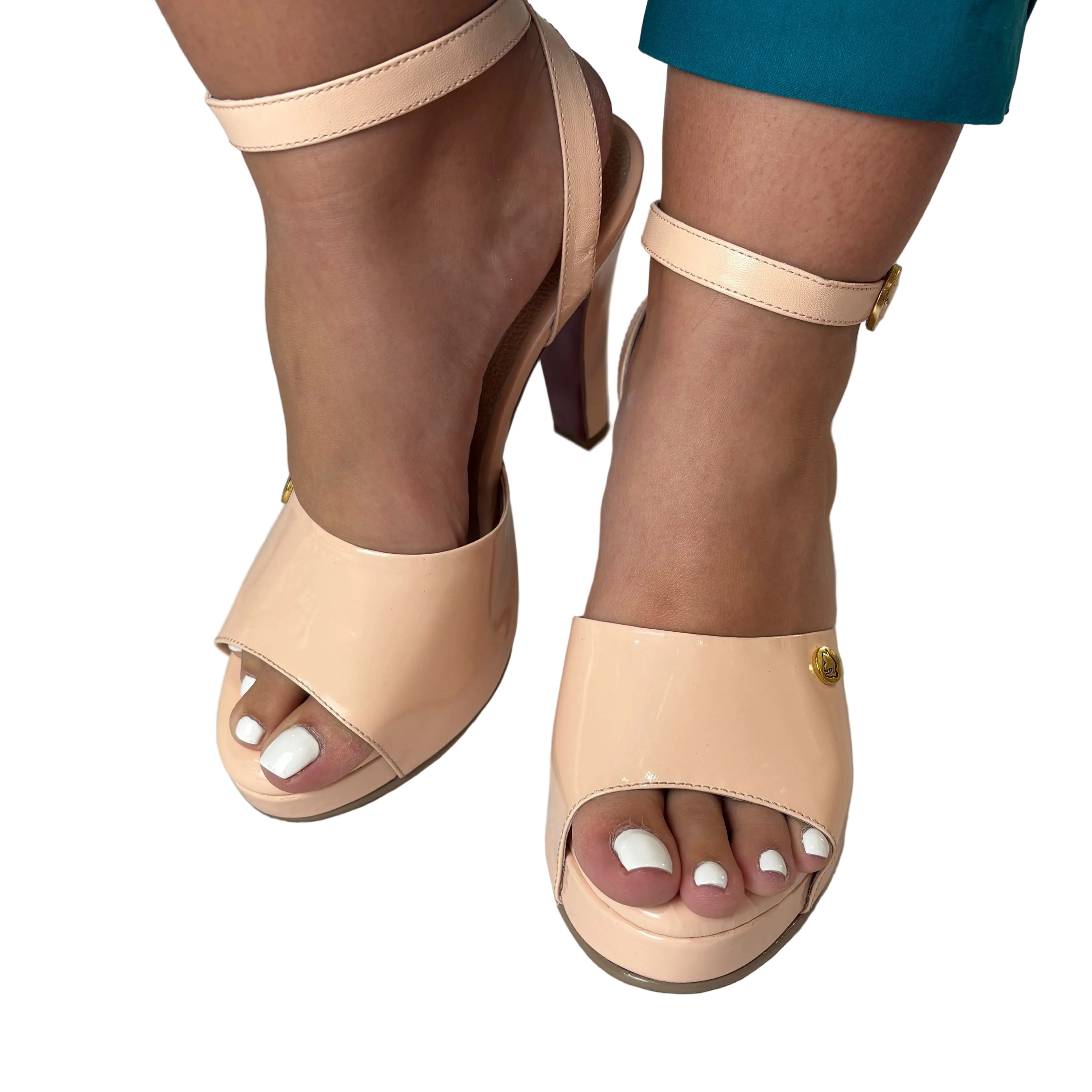 Elegance Rose Nude Leather High Heel Sandals | Ref 5458